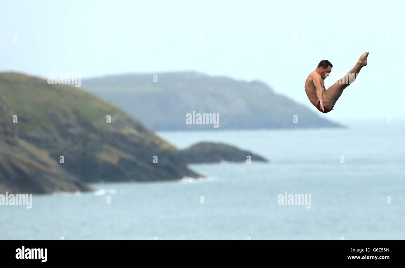 Sport - Red Bull Cliff Diving World Series - Day One - Blue Lagoon Stock Photo