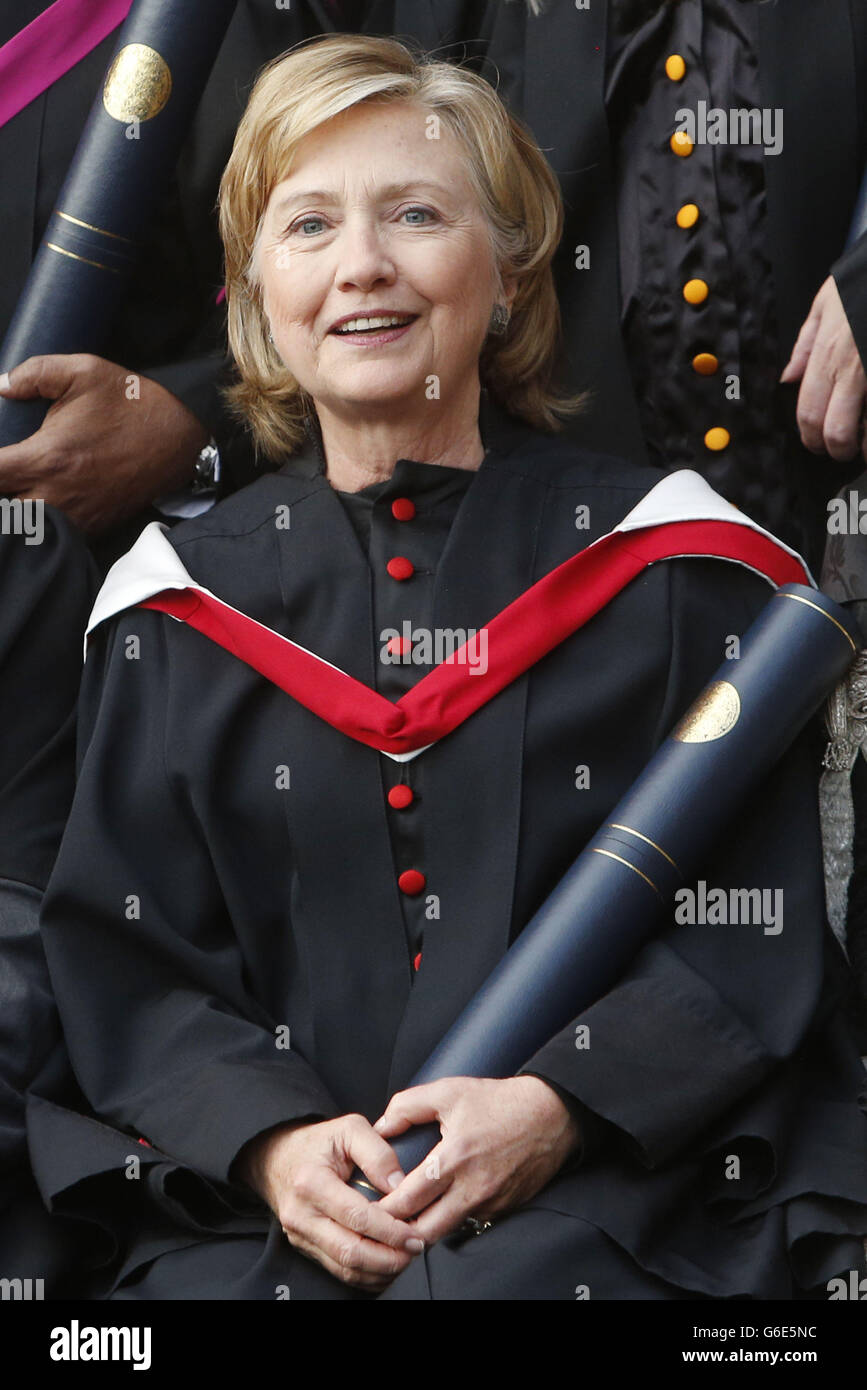 St Andrews University degree ceremony. Hillary Clinton after receiving an honorary degree from St Andrews University. Stock Photo