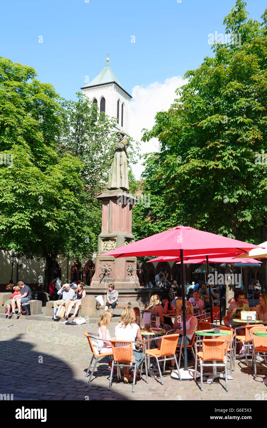 square Rathausplatz, church Kirche St. Martin, Freiburg im Breisgau, Germany, Baden-Württemberg, Schwarzwald, Black Forest Stock Photo