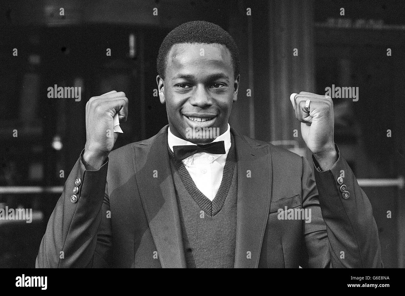 Nottingham Forest footballer Justin Fashanu emerging triumphant from a football league commission in London after his appeal against the 14-day suspension by his manager Brian Clough had been upheld. The commission hoped that Clough and Fashanu would meet 'to resolve their differences'. Stock Photo