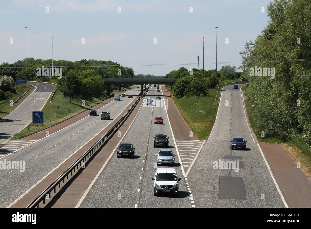 M1 Motorway in Northern Ireland. Looking west at Junction 10. Stock Photo