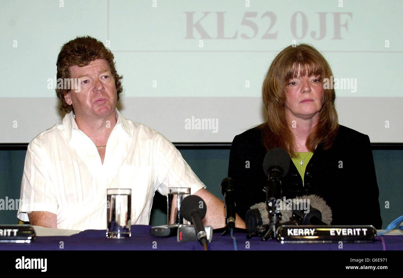 Barrie Everitt, brother of June Everitt, with his wife Kerry during a press conference at Bedfordshire Police headquarters, Kempston, Bedfordshire. * The family of a woman who was knocked down and killed after her car was stolen made an emotional plea to catch the man responsible. June, 52, suffered multiple injuries when she was dragged about 20 metres under her Renault Megane after it was stolen near her home in Luton. Her brother, Barrie, and his wife Kerry, said that she did not deserve to die in the way that she did and what happened 'defied belief'. Stock Photo
