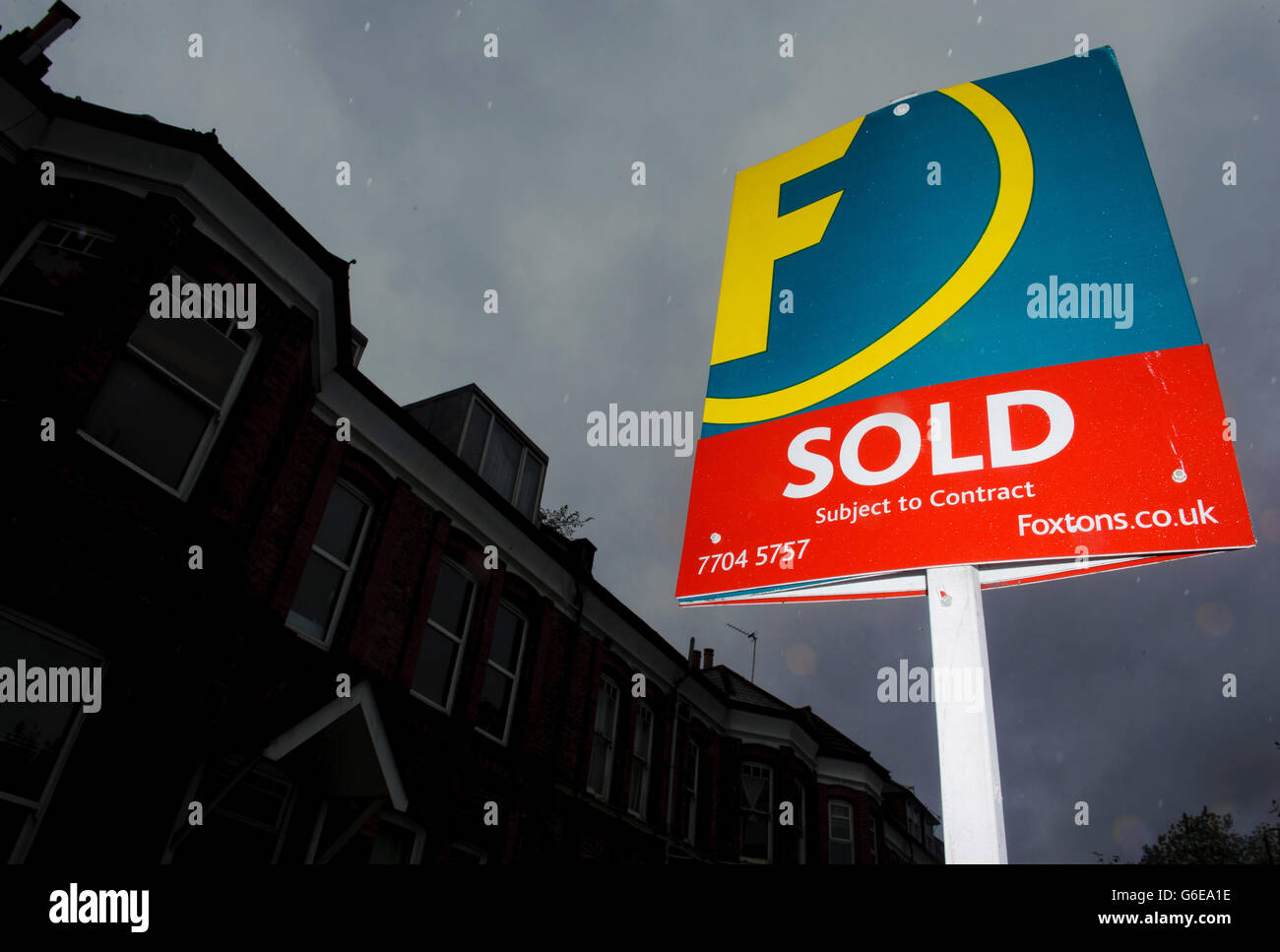 General view of a Foxtons estate agent sign, on a street in south