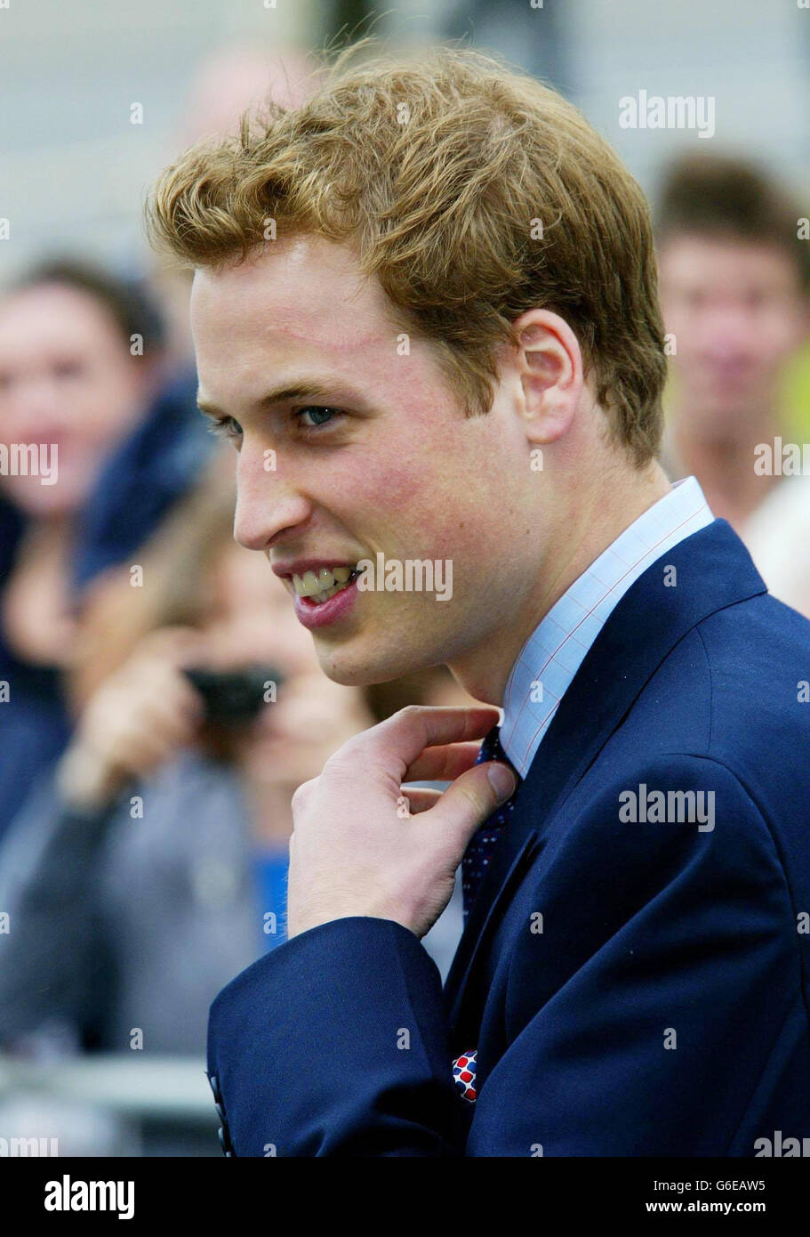 Prince William meets members of the public as he arrives at NASH (Newport Action for Single Homeless) in Newport South Wales, with his father Prince Charles.The visit was one of several arranged across the principality to mark the young prince's 21st birthday. Stock Photo