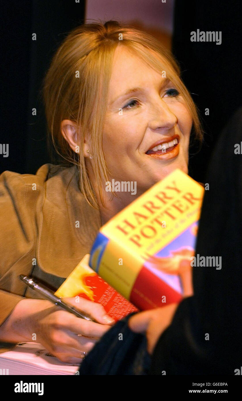 Harry Potter author J.K Rowling signs books for children at the ...