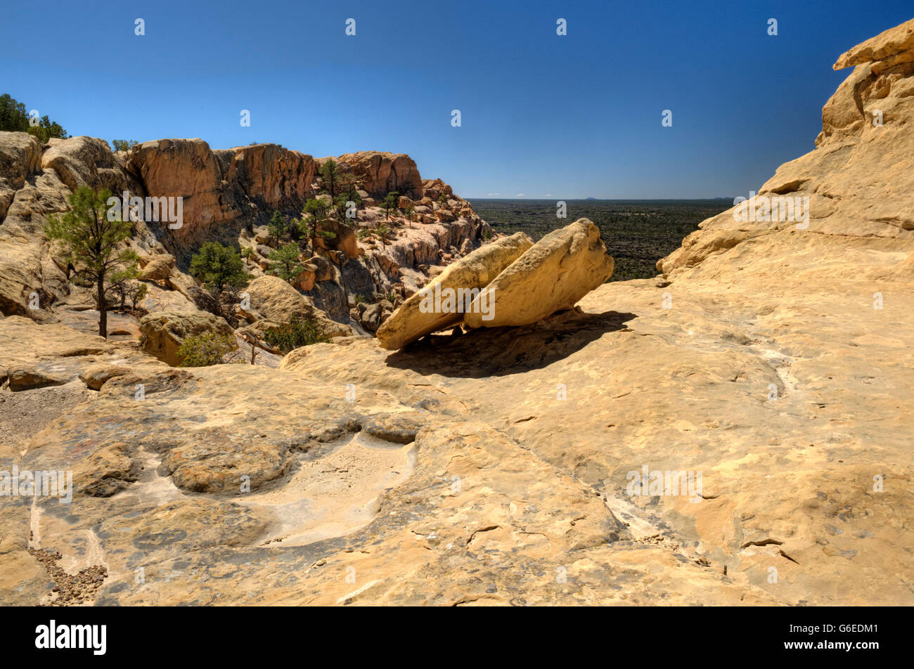 One of the views from the Sandstone Bluffs area of the El Malpais National Monument near Grants, New Mexico. Stock Photo