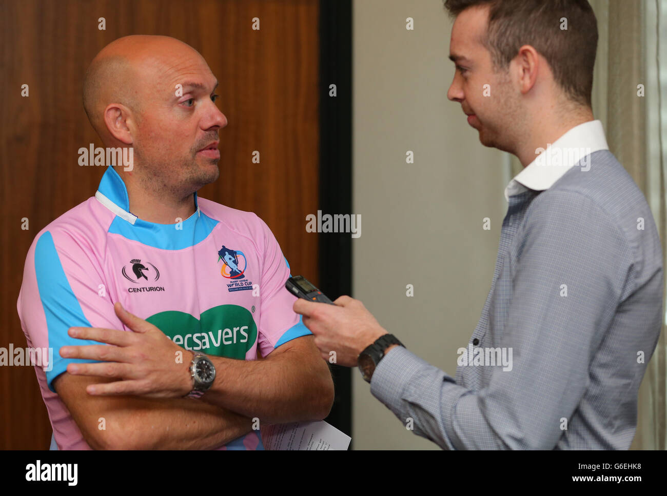 Rugby League Specsavers Launch Referee Kit MediaCity Stock Photo