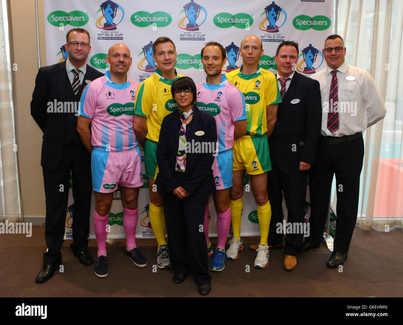 Rugby League Specsavers Launch Referee Kit MediaCity Stock Photo