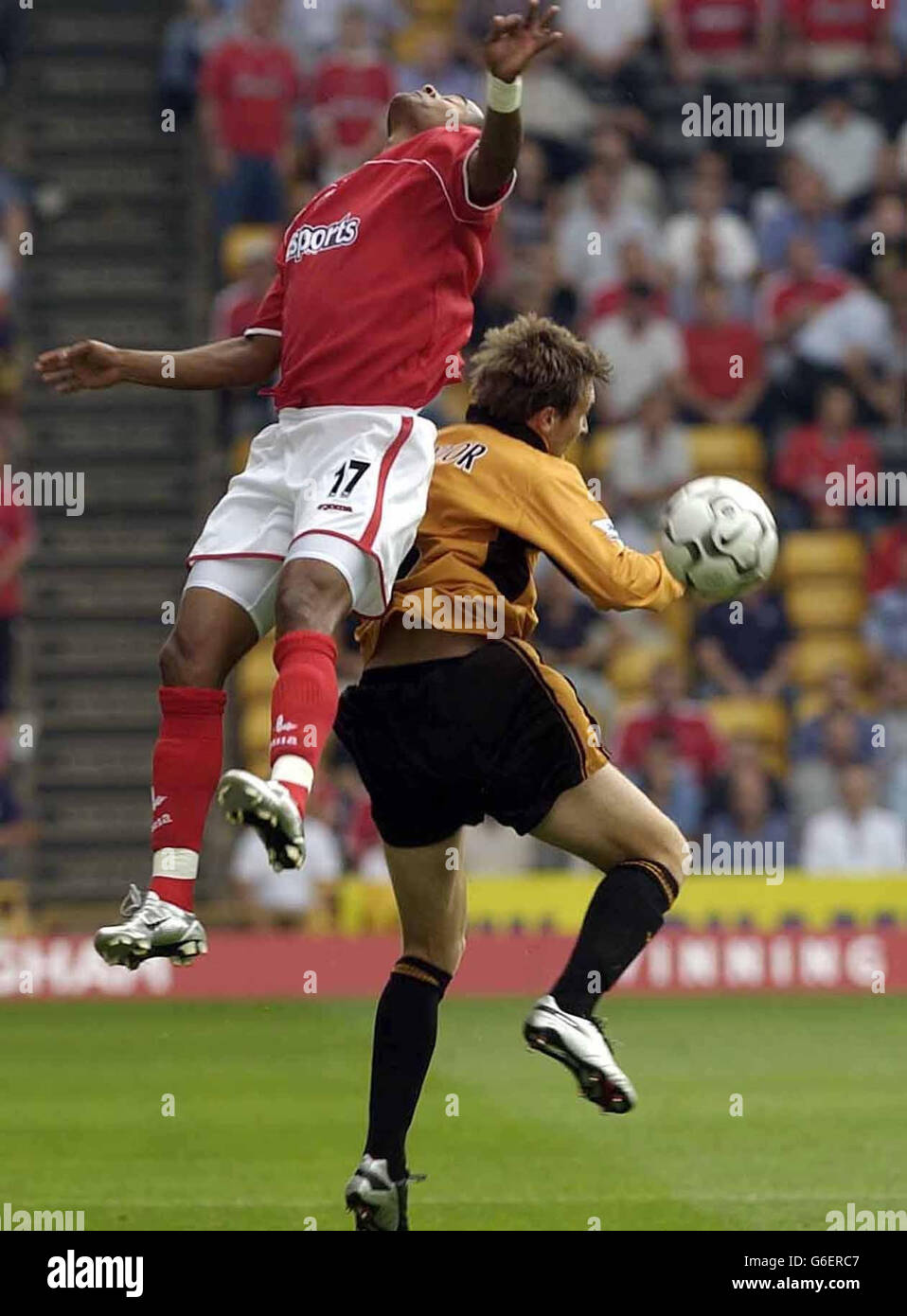 Wolverhamptons lee naylor right in action with charltons shaun bartlett ...