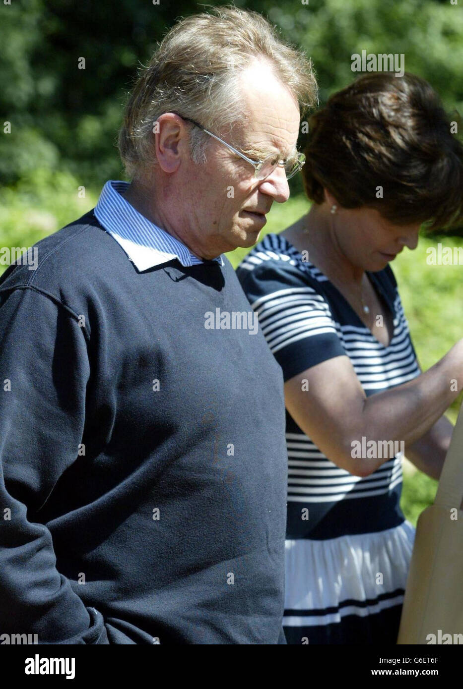 Lord and Lady Archer arrive at their home in Grantchester, Cambridgeshire. Lord Archer was on a home visit from prison before his expected release. Stock Photo
