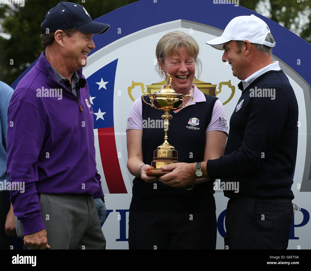 Left to right american ryder cup captain tom watson hires stock