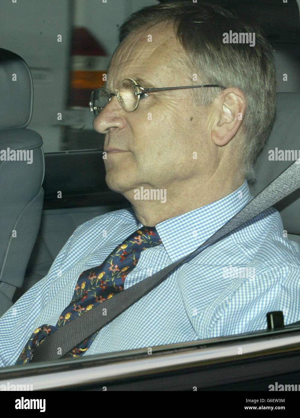 Recropped version of picture transmitted earlier. Disgraced Tory peer Lord Archer (right) leaves Hollesley Bay open prison in Suffolk , after serving two years and two days of his four-year jail term. Archer, *..63 - the former deputy chairman of the Conservative Party - was sentenced to four years for perjury and perverting the course of justice, and was driven from the 240-inmate prison by one of sons. Stock Photo