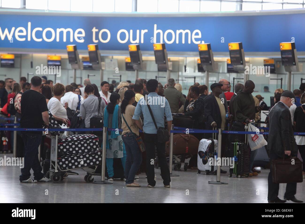 Luggage problems at Heathrow Terminal 5 Stock Photo Alamy