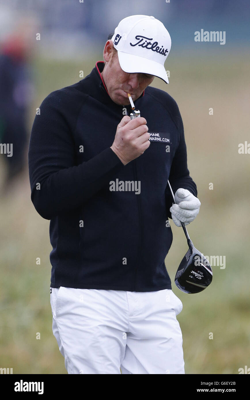 Golf - 2013 Alfred Dunhill Links Championship - Day Two - Carnoustie. Shane Warne during day Two of the 2013 Alfred Dunhill Links Championships at Carnoustie Golf Course. Stock Photo