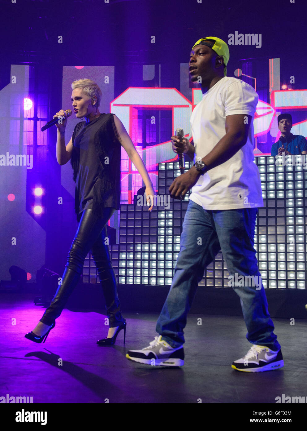 Dizzee Rascal performs with Jessie J as part of the iTunes Festival, at the Roundhouse, in Camden north London. Stock Photo