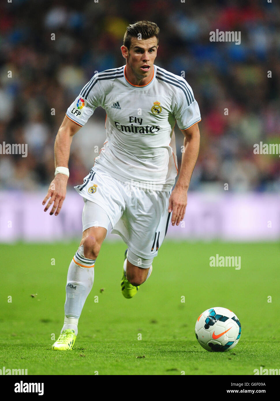 Real Madrid's Gareth Bale during the La Liga match at Santiago Bernabeu, Madrid, Spain. Stock Photo