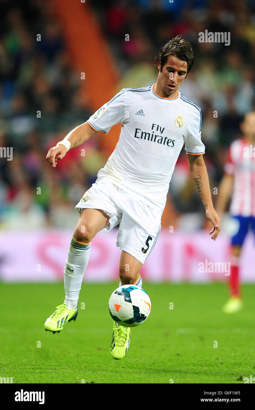Soccer - La Liga - Real Madrid v Atletico Madrid - Santiago Bernabeu. Fabio Coentrao, Real Madrid Stock Photo