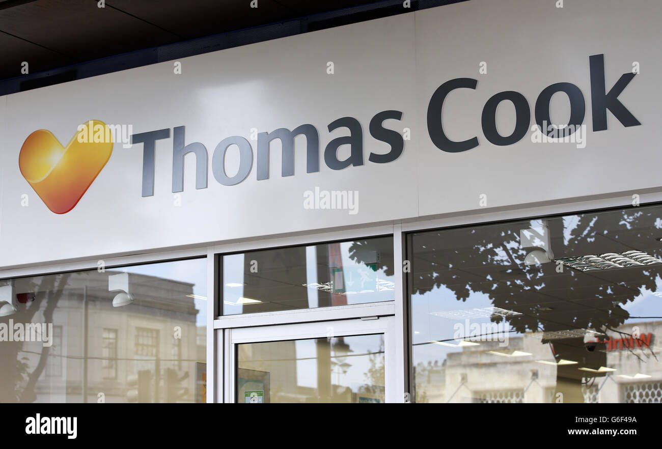 General view of the Thomas Cook travel shop in Wimbledon Hill Road in Wimbledon, Greater London. Stock Photo