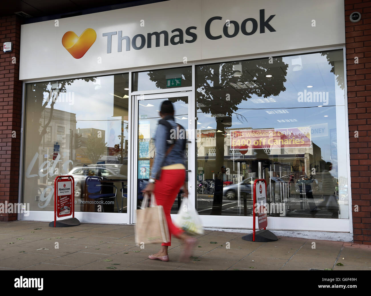 General view of the Thomas Cook travel shop in Wimbledon Hill Road in Wimbledon, Greater London. Stock Photo
