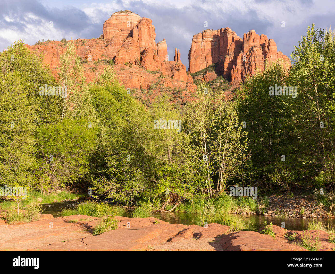 Oak Creek floats quietly below Cathedral Rock Buttes in Red Rock Cross