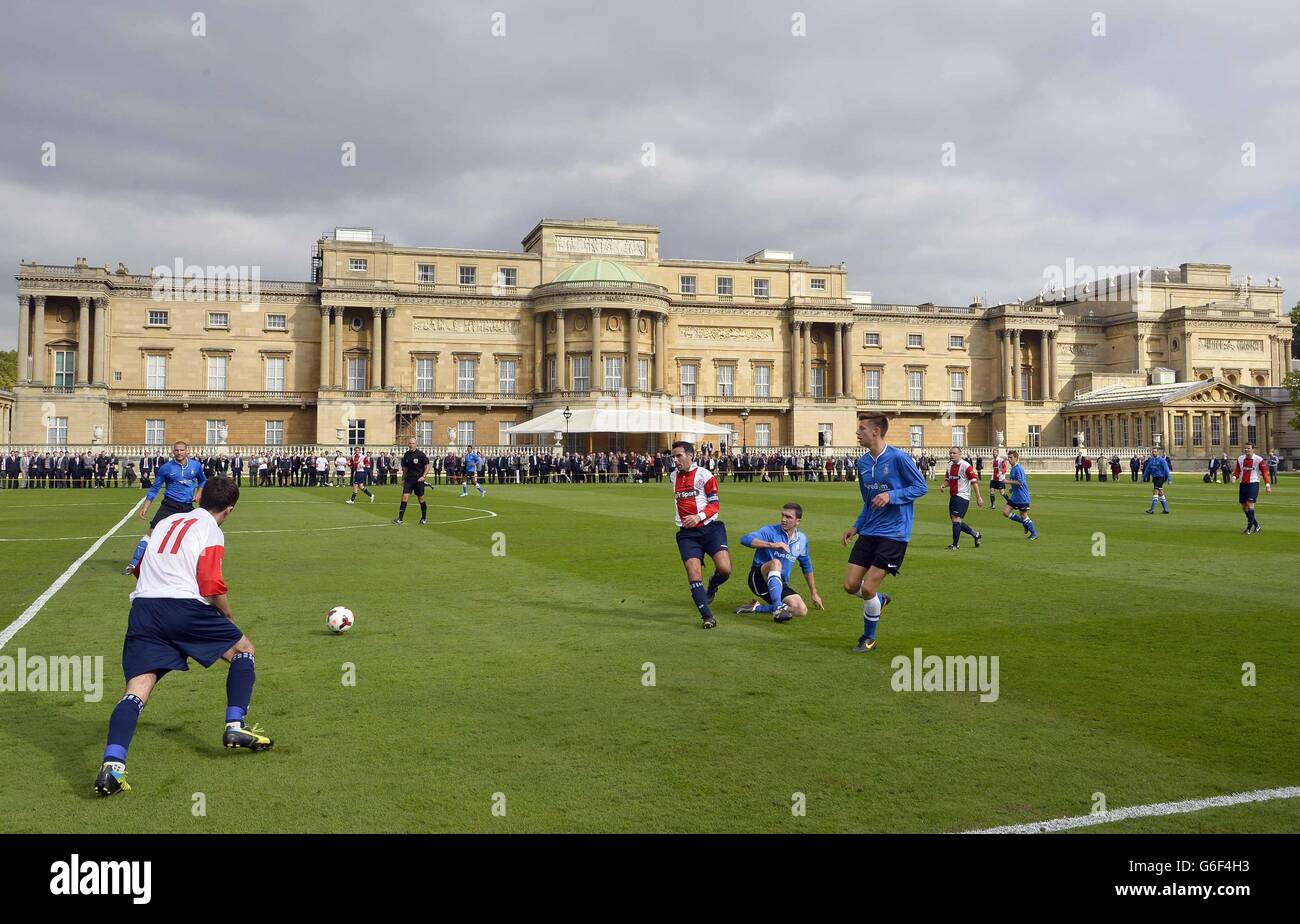 Football match at Buckingham Palace Stock Photo
