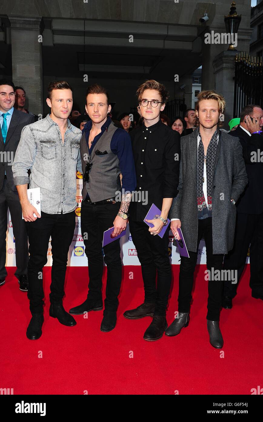(Left to Right) Harry Judd, Danny Jones, Tom Fletcher and Dougie Poynter of McFly arriving at the 2013 Pride of Britain awards at Grosvenor House, London. Stock Photo
