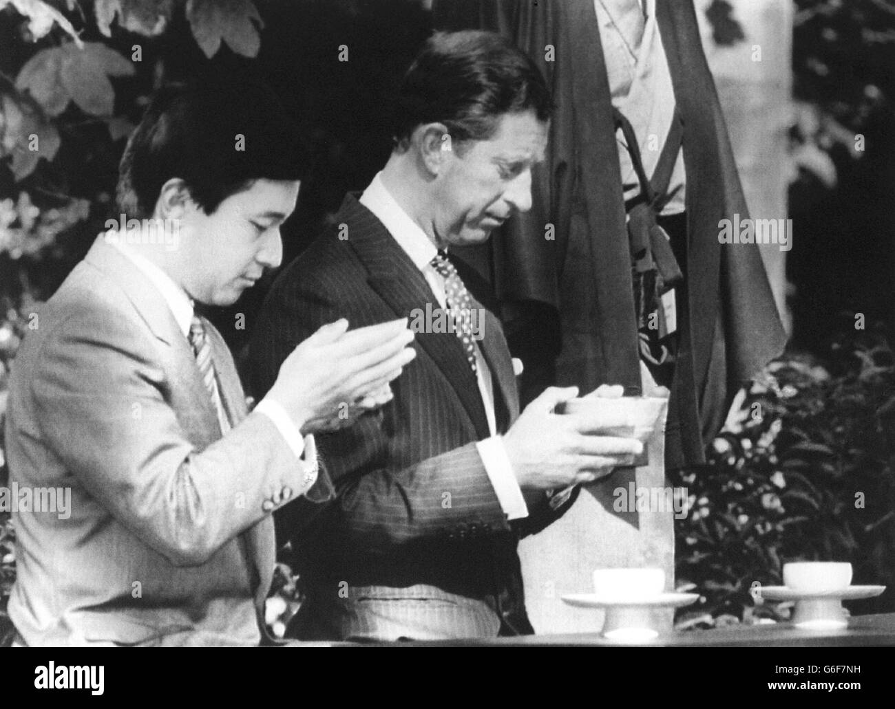 News - Japanese Tea Ceremony - Prince Neruhito and Prince Charles - London Stock Photo