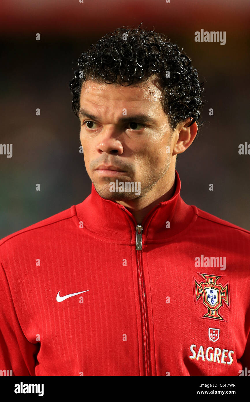 Soccer - 2014 World Cup Qualifier - Europe - Group F - Northern Ireland v Portugal - Windsor Park. Pepe, Portugal Stock Photo