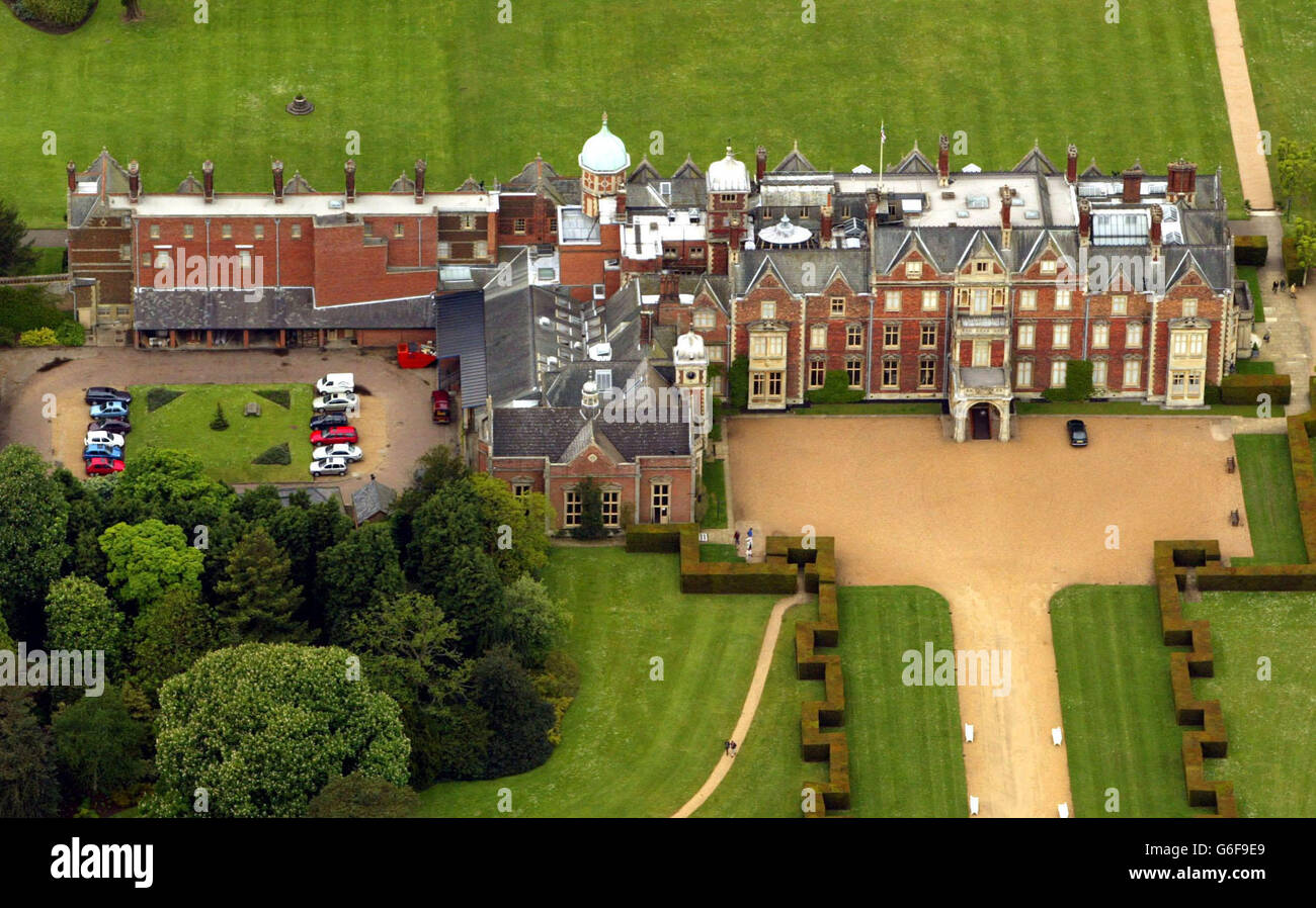 Aerial view of the queens sandringham estate hires stock photography