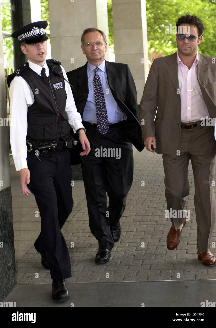 Disgraced Peer Lord Archer leaves his Central London appartment. Lord Archer served two years and two days of his four-year jail term before leaving Hollesley Bay open prison in Suffolk. * But the flamboyant former deputy chairman of the Tory party stayed silent about ending his prison ordeal. Stock Photo