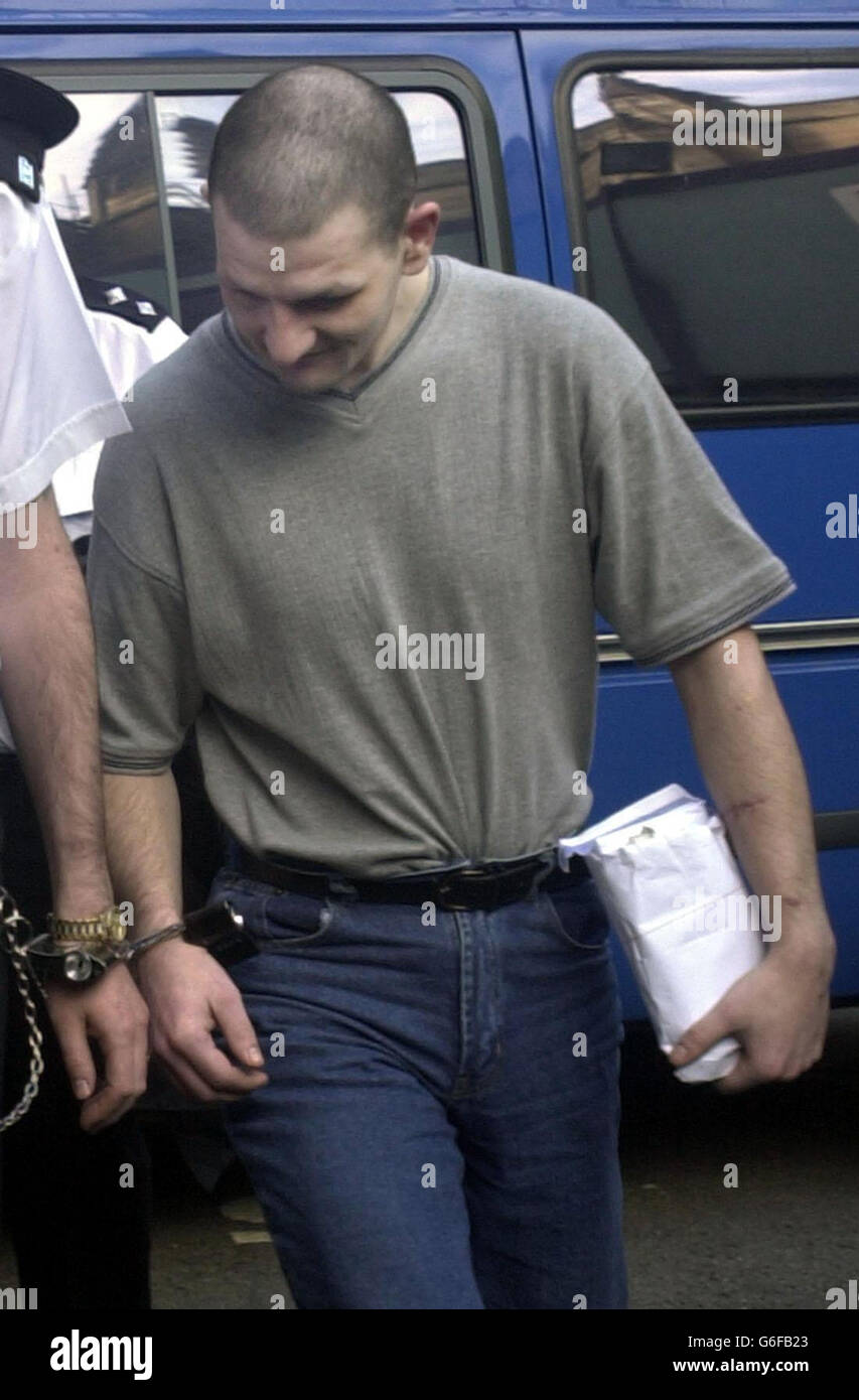 Alexander McClure, 27, arriving at Edinburgh High Court, October 17, 2002, after being found guilty of murdering a 13-month-old baby. A young mother jailed for three years after failing to prevent the murder of her daughter is to appeal against her conviction and sentence, officials confirmed, Wednesday July 30, 2003. Andrea Bone, 20, was found guilty of culpable homicide at the High Court in Stonehaven last September. Sandy (Alexander) McClure, 27, who subjected 13-month-old Carla-Nicole Bone to a five-month ordeal of physical abuse before beating her to death at a cottage in Aberdeenshire, Stock Photo