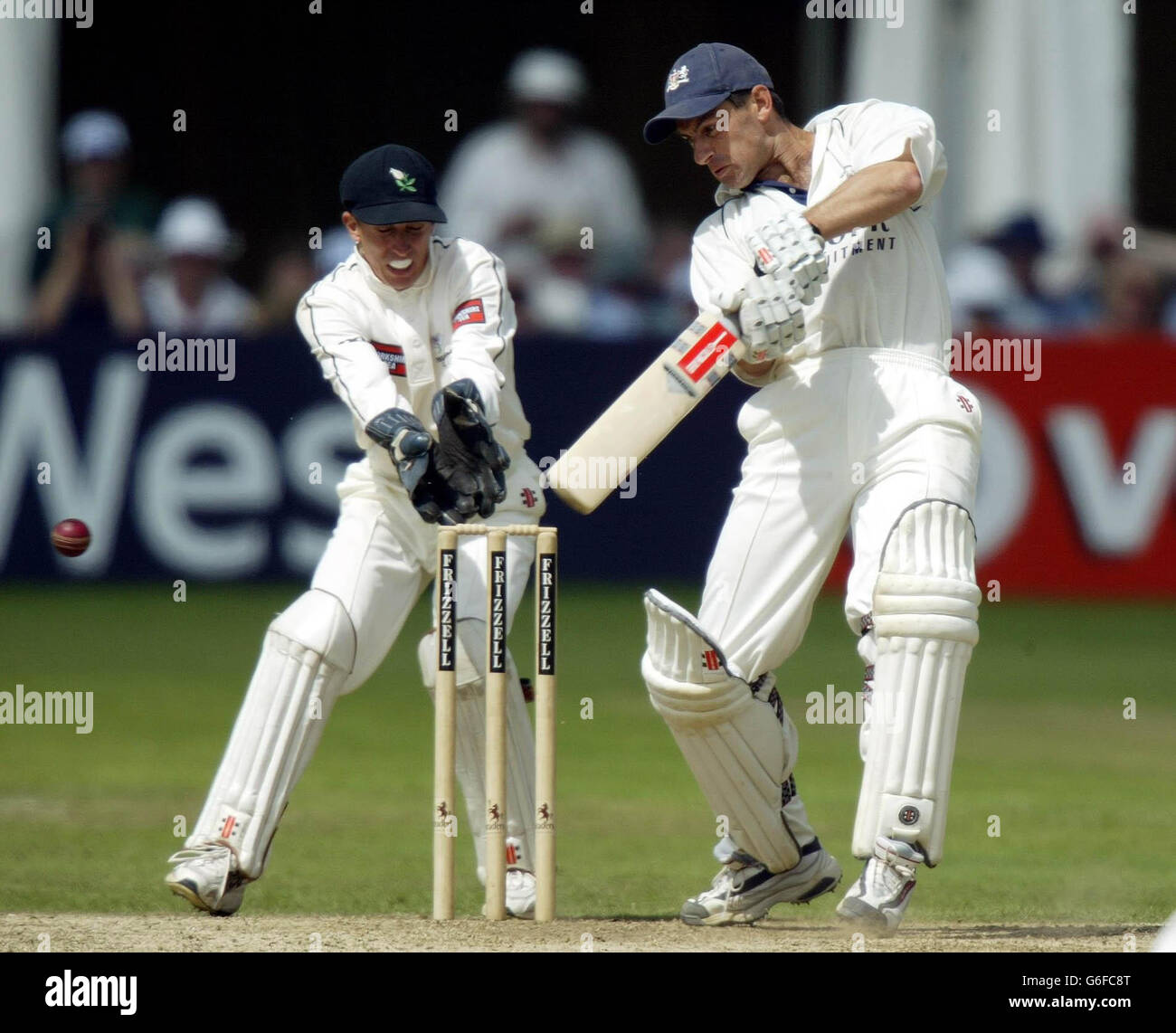 Gloucestershire's Craig Spearman drives a delivery from Dawson of ...