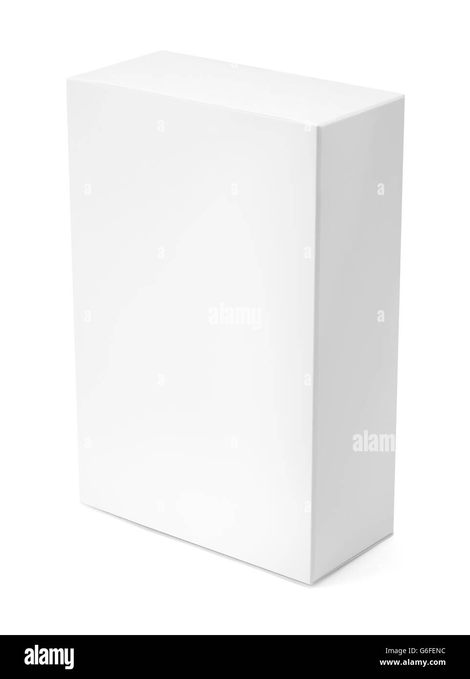 White Product Box with Copy Space Isolated on White Background. Stock Photo