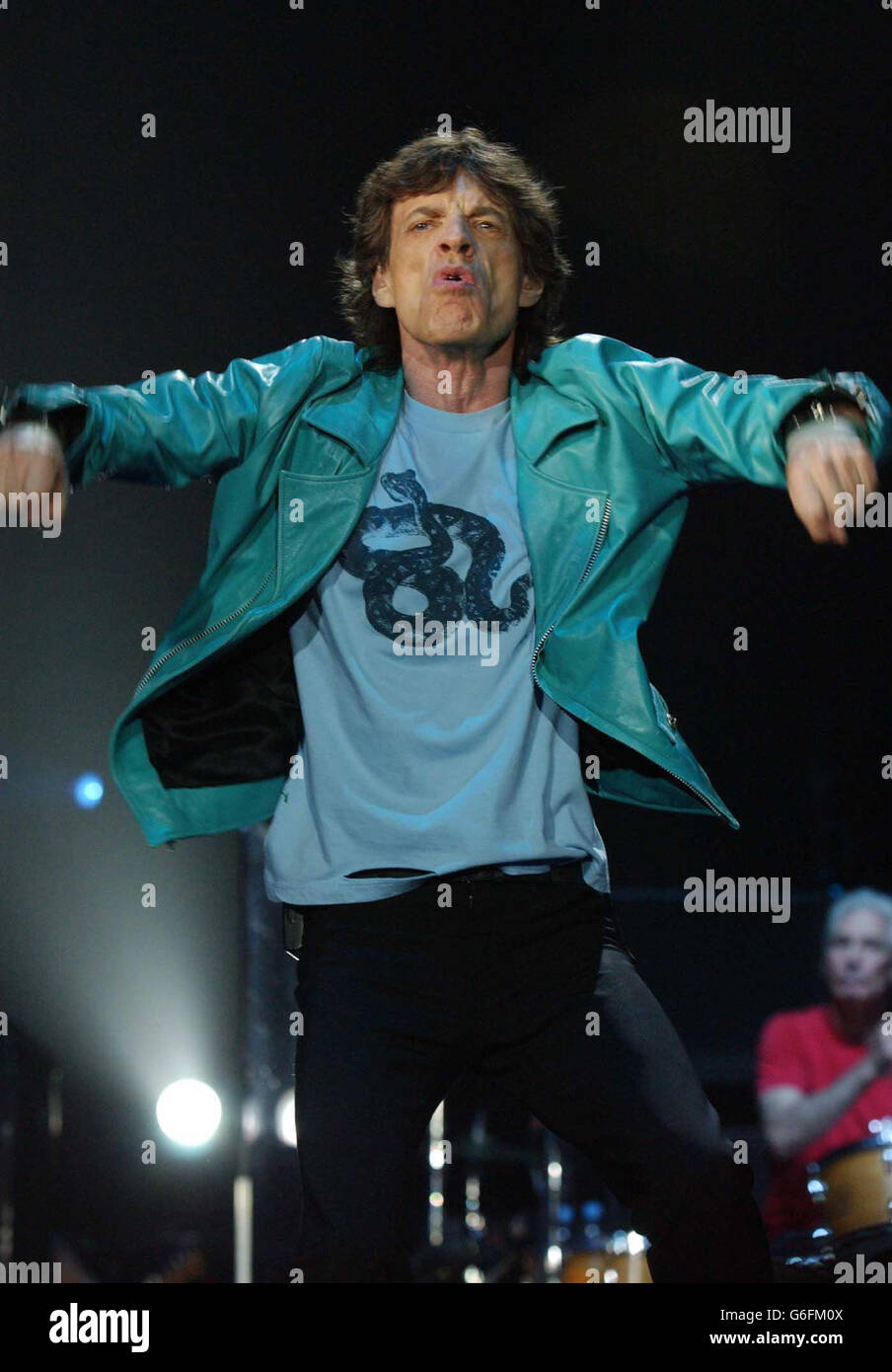 Mick Jagger, lead singer of the Rolling Stones, performs at Wembley Arena, west London, as part