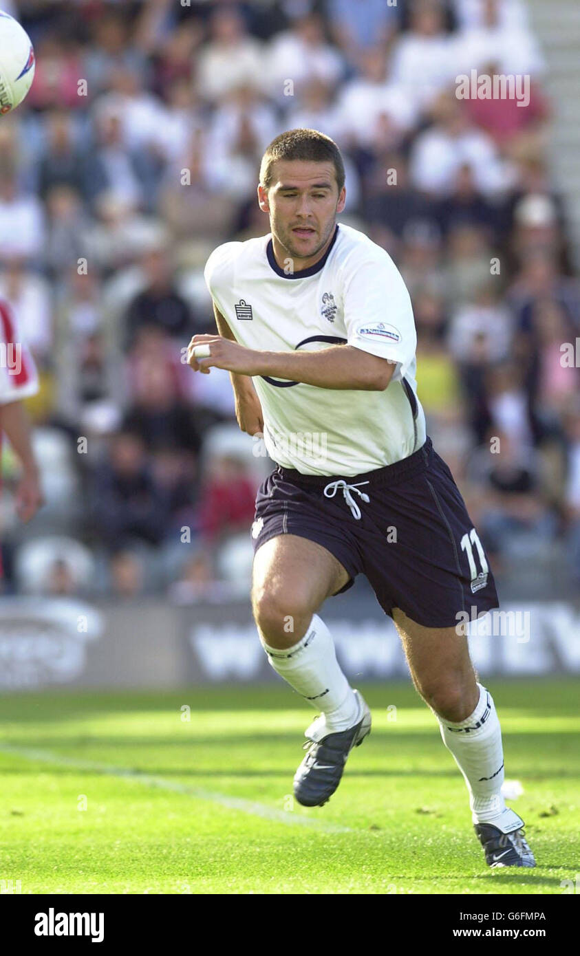 Preston North End's David Healy in action against Stoke City. NO UNOFFICIAL CLUB WEBSITE USE. Stock Photo