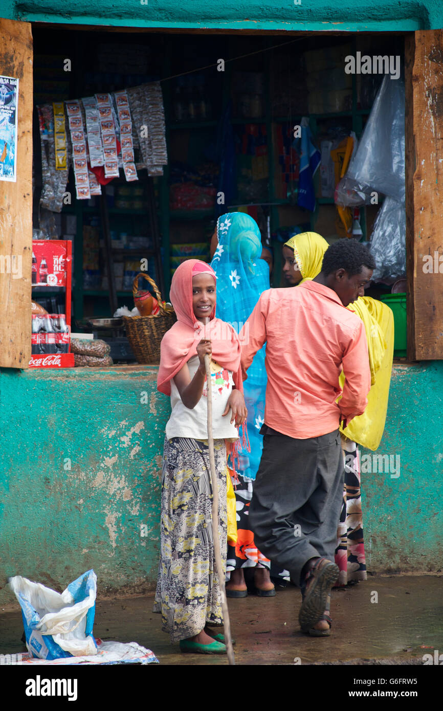 Roadside shop, Oromia region near Diwe Dawa, Ethiopia Stock Photo