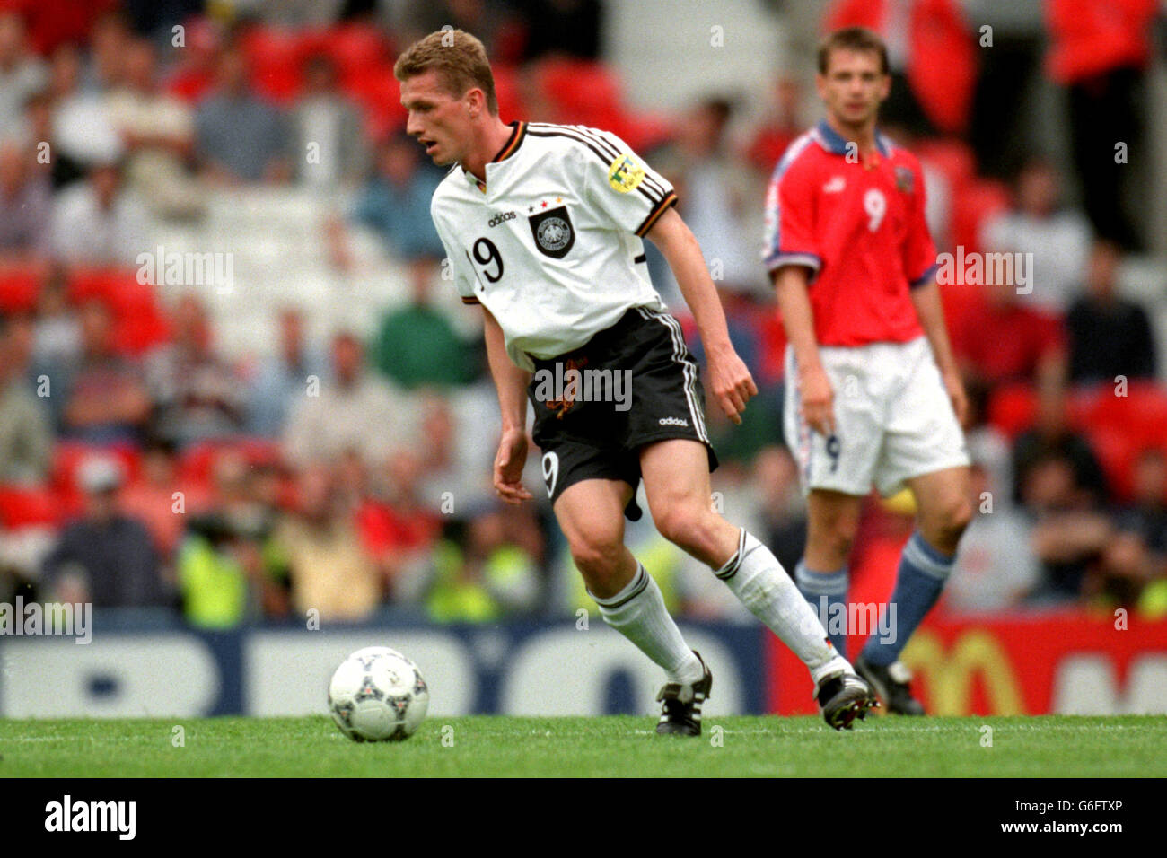 Soccer Euro 96. Germany v Czechoslovakia, Old Trafford Stock Photo