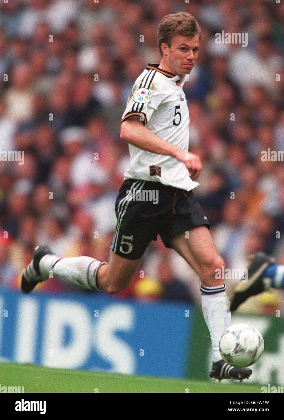 Soccer Euro 96. Germany v Czechoslovakia, Old Trafford Stock Photo