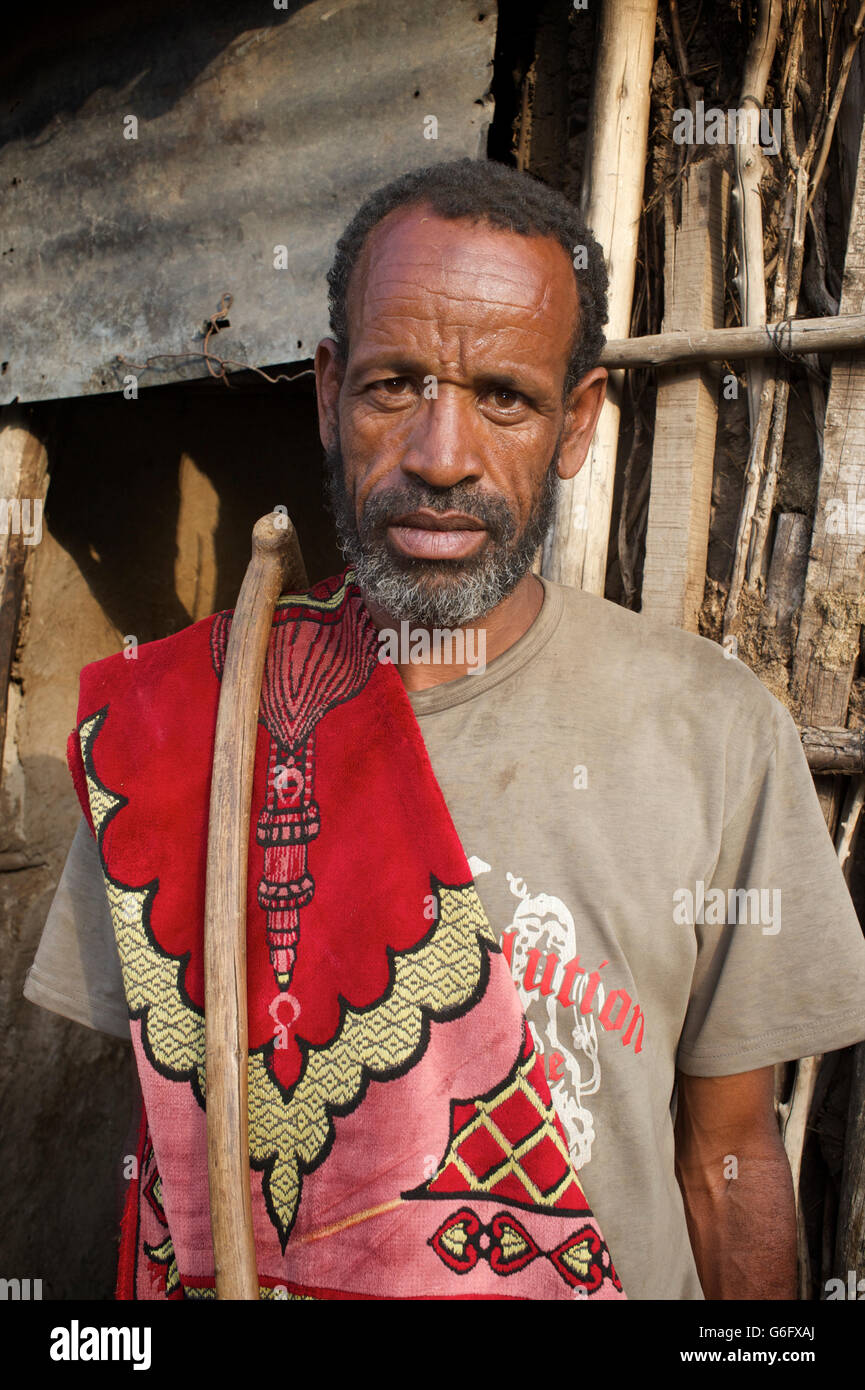 Ethiopian elder of small community  near Bati, Oromia Zone, Amhara Region, Ethiopia Stock Photo