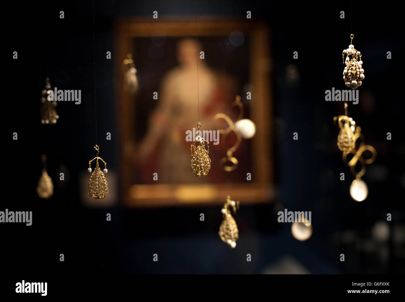 EDITORIAL USE ONLY: The pearl cage pendants, included in the Cheapside ...