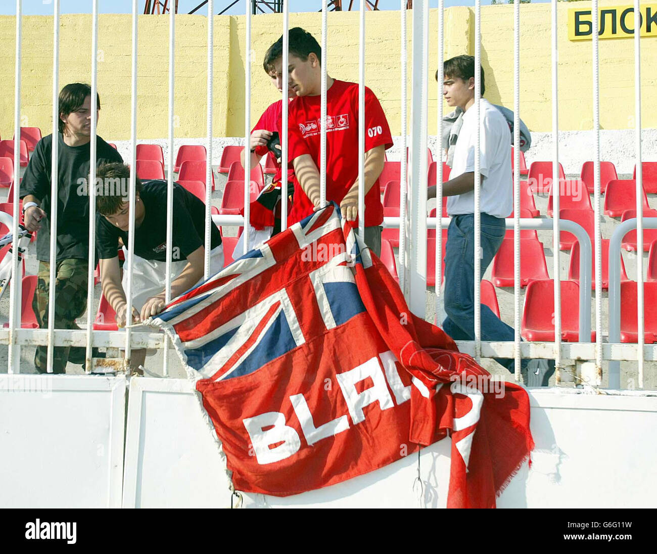 Football euro 2004 fans flag flags hires stock photography and images