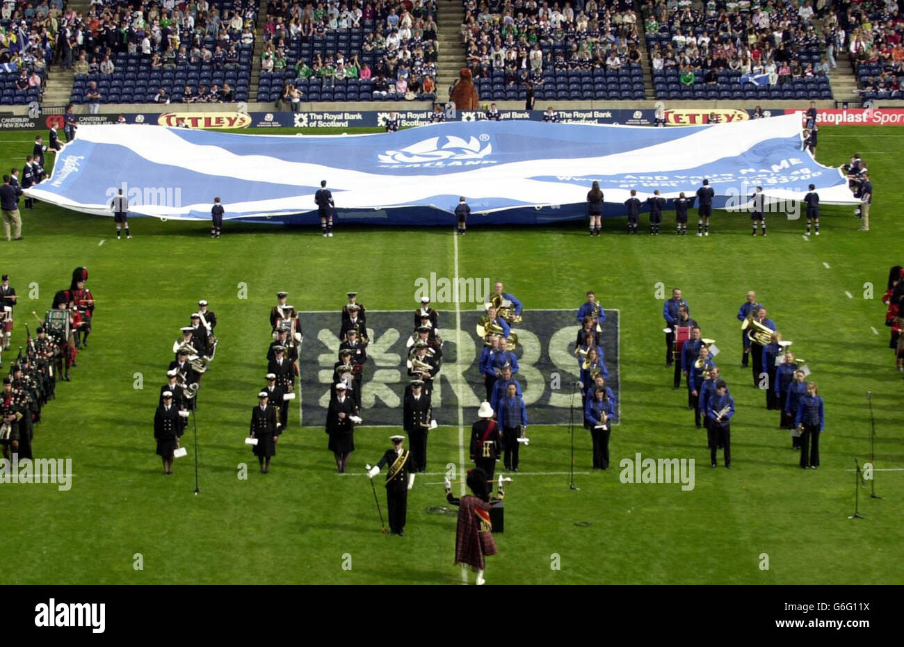 A giant Saltire flag which will travel with the Scottish team to the ...