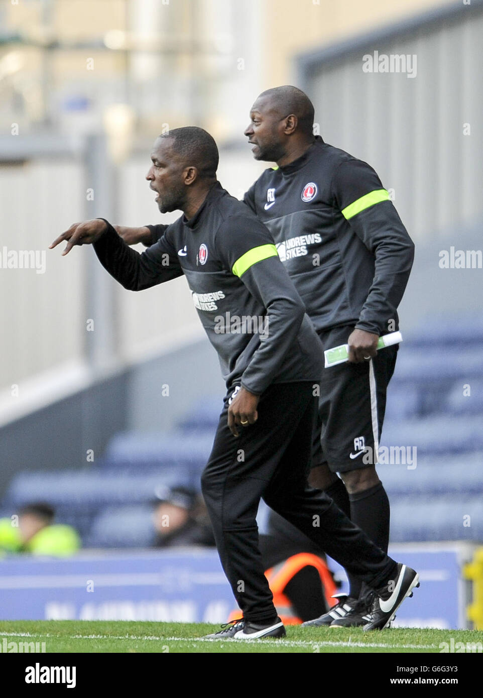 Charlton athletic manager chris powell and assisant manager alex dyer
