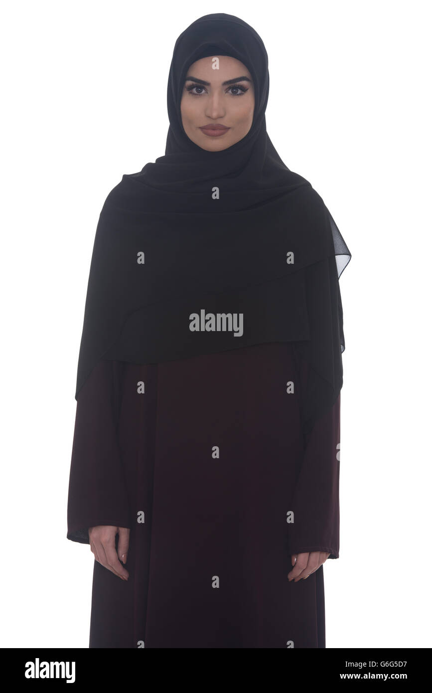 Beautiful Young Muslim Woman Pose Isolated On White Background Stock ...