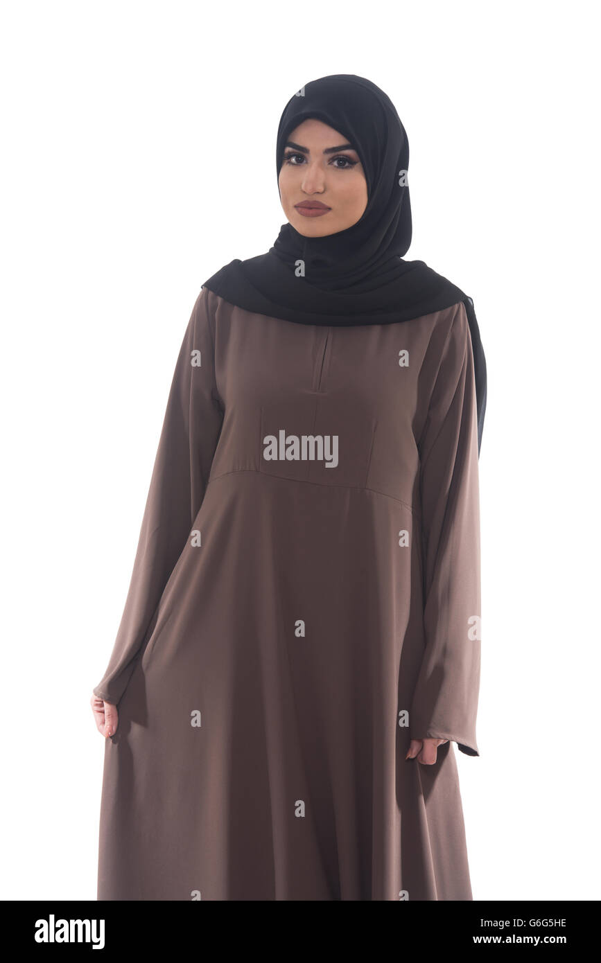 Beautiful Young Muslim Woman Pose Isolated On White Background Stock ...
