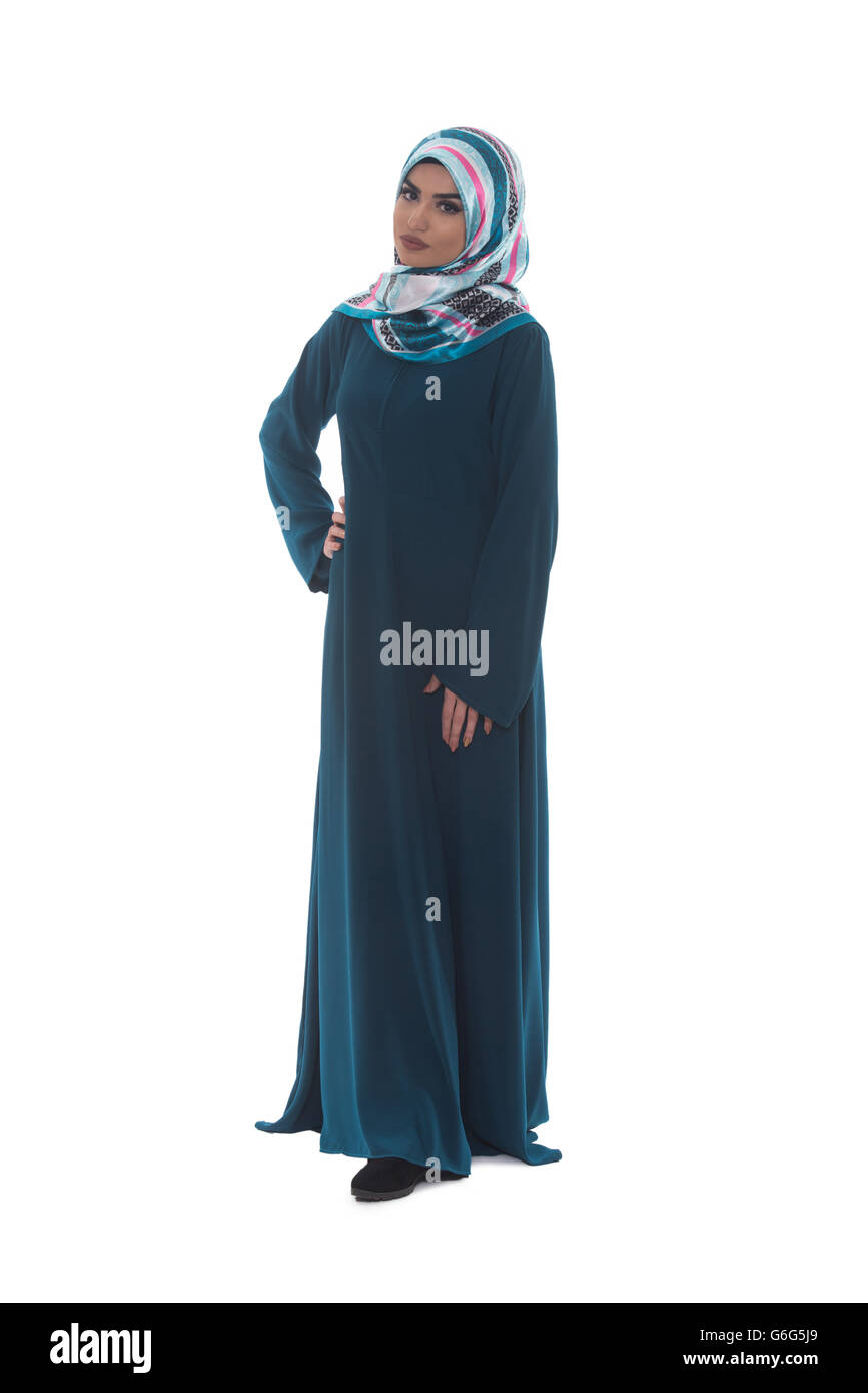 Beautiful Young Muslim Woman Pose Isolated On White Background Stock ...