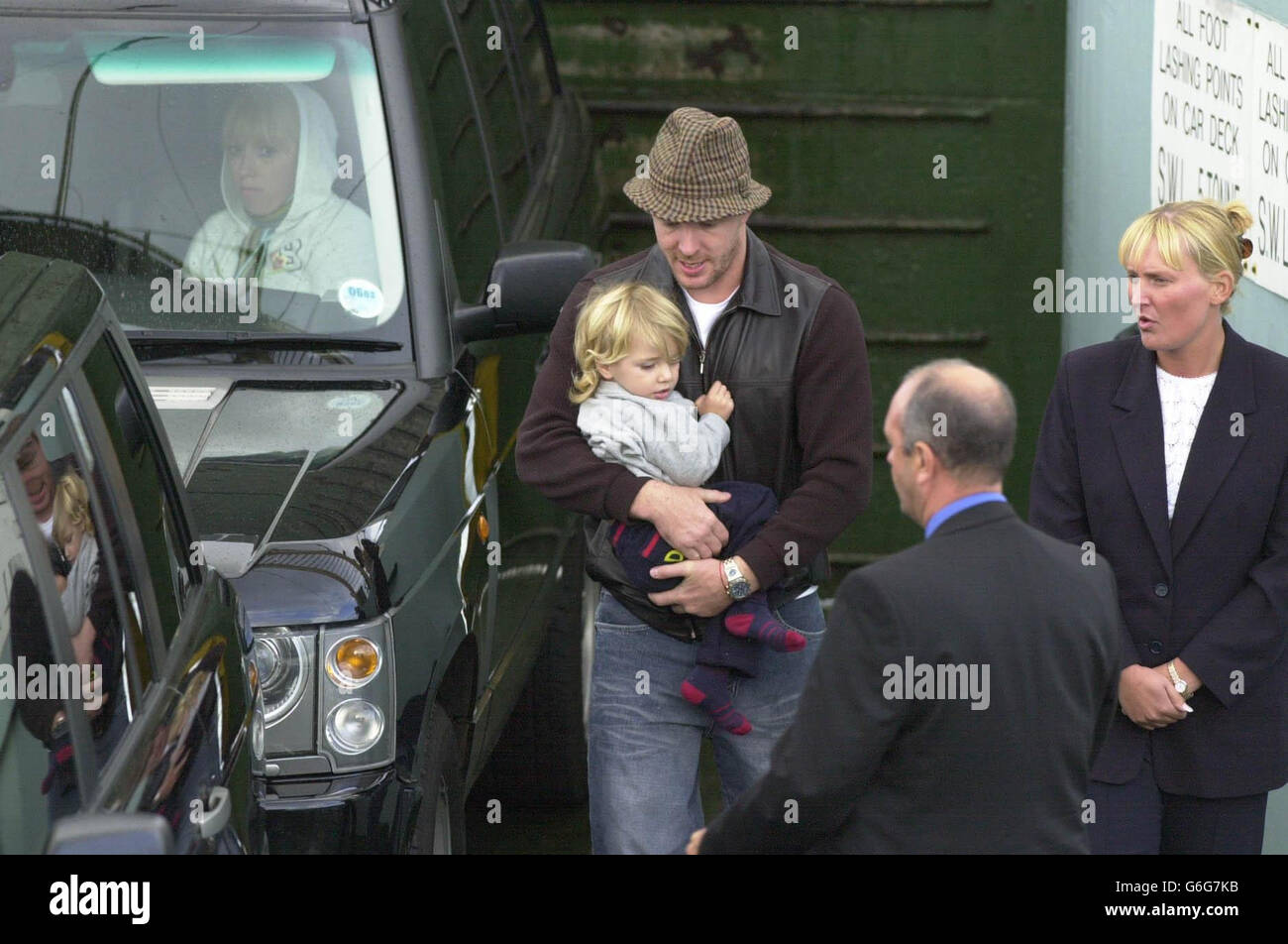 Guy Ritchie and son Rocco on ferry en route to Mount Stuart on the Scottish island of Bute, where it is understood designer Stella McCartney will celebrate her wedding this weekend. Ritchie, his wife Madonna, as well as model Kate Moss, Chrissie Hynde, and Coldplay's Chris Martin were aboard a CalMac ferry which pulled into Rothesay harbour at around 7.35pm. However, it was still unclear where the wedding service itself will be held or whether Miss McCartney, 31, is on the island. It was thought she may be married to husband-to-be Alasdhair Willis on the Mull of Kintyre, a favourite haunt of Stock Photo