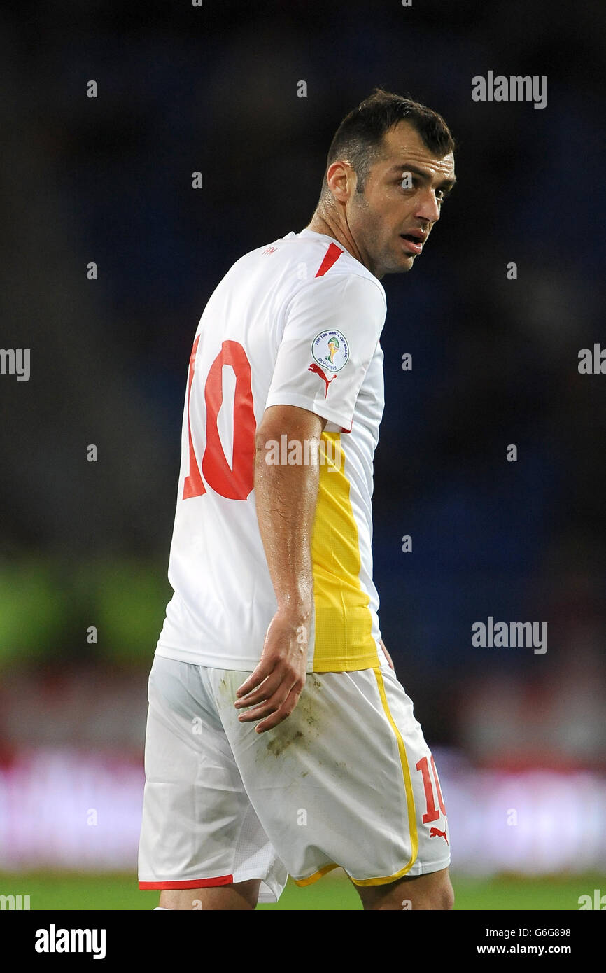 Soccer - FIFA World Cup Qualifying - Group A - Wales v FYR Macedonia - Cardiff City Stadium. Goran Pandev, Macedonia Stock Photo