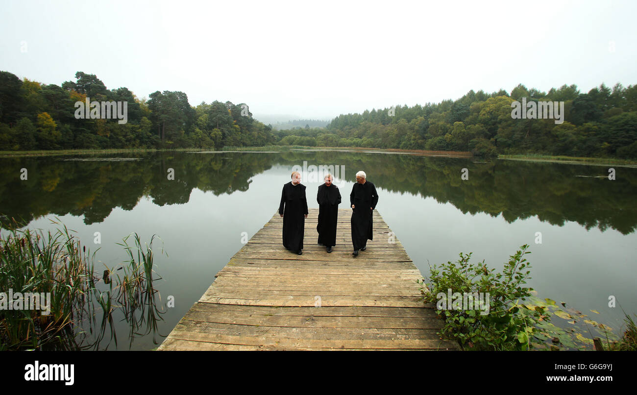 (left to right) Father Luke and Father Gordon and Father Matthew look ...