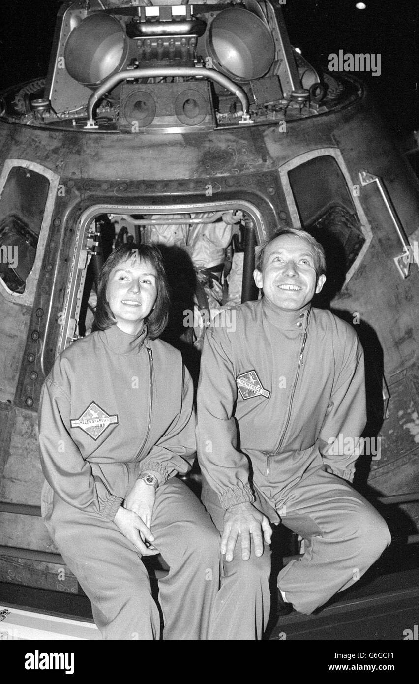 Miss Helen Sharman, 26, a research technologist and Timothy Mace, a Major in the Army Air Corps, aged 34, who were chosen as the two Britons to go to the Soviet Union to train for the Anglo-Soviet Juno Space Mission. Stock Photo